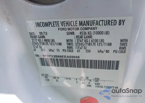 2014 Ford F250 Xl from USA, damaged, VIN 1FD7X2B68EEA55695